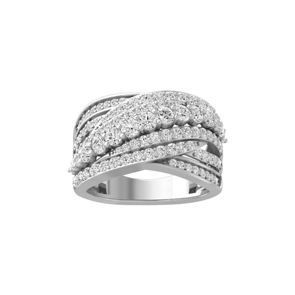 Araiya Fine Jewelry 925 Sterling Silver Round-shape Lab Grown Diamond Cluster Engagement Ring ( 1 1/2 cttw, D-F Color, VS Clarity) Size 7