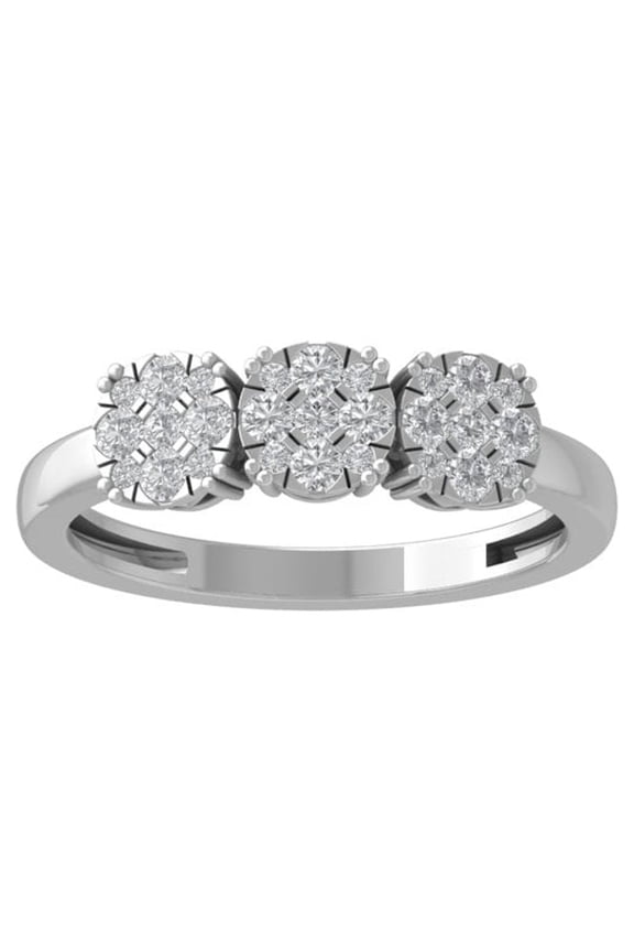 Fine Jewelry 925 Sterling Silver Round-shape Lab Grown Diamond Cluster Engagement Ring ( 1/2 cttw, D-F Color, VS Clarity) Size 6