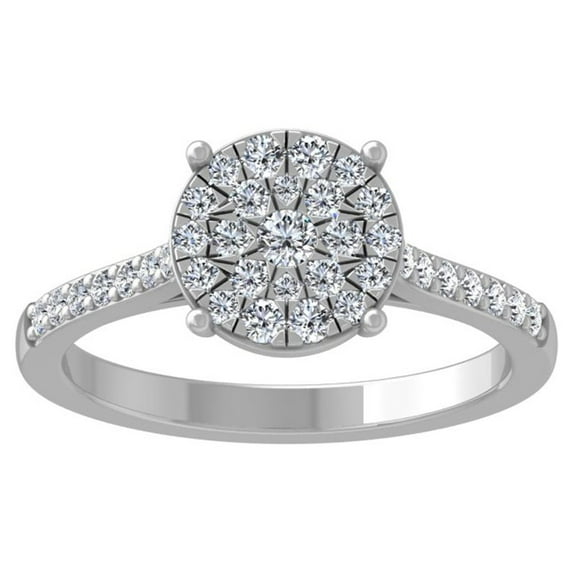 Araiya Fine Jewelry 925 Sterling Silver Round-shape Lab Grown Diamond Cluster Engagement Ring ( 1/2 cttw, D-F Color, VS Clarity) Size 8