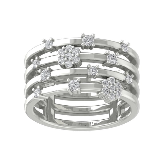 Araiya Fine Jewelry 925 Sterling Silver Round-shape Lab Grown Diamond Cluster Engagement Ring ( 1/3 cttw, D-F Color, VS Clarity) Size 7