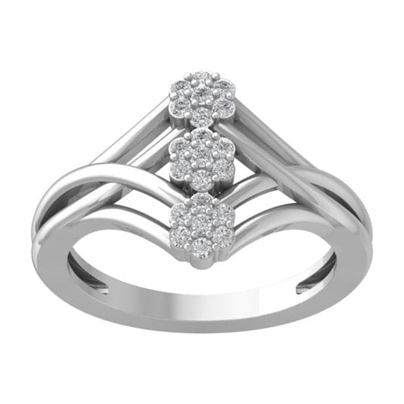 Araiya Fine Jewelry 925 Sterling Silver Round-shape Lab Grown Diamond Cluster Engagement Ring ( 1/4 cttw, D-F Color, VS Clarity) Size 10