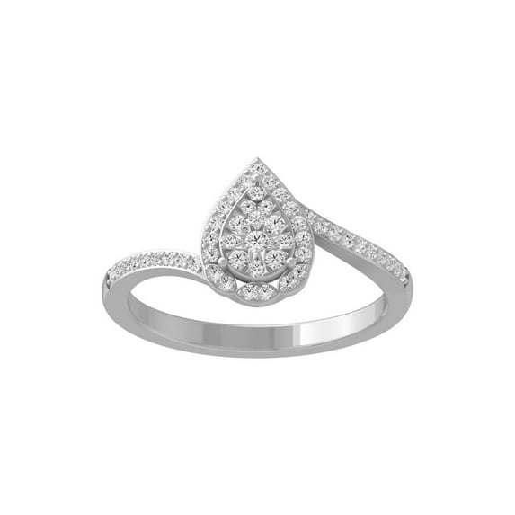 Araiya Fine Jewelry 925 Sterling Silver Round-shape Lab Grown Diamond Cluster Engagement Ring ( 1/4 cttw, D-F Color, VS Clarity) Size 5.5