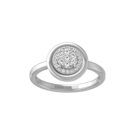 Araiya Fine Jewelry 925 Sterling Silver Round-shape Lab Grown Diamond Cluster Engagement Ring ( 1/4 cttw, D-F Color, VS Clarity) Size 7