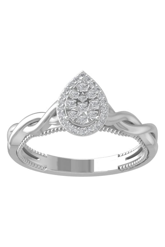 Fine Jewelry 925 Sterling Silver Round-shape Lab Grown Diamond Cluster Engagement Ring ( 1/5 cttw, D-F Color, VS Clarity) Size 10