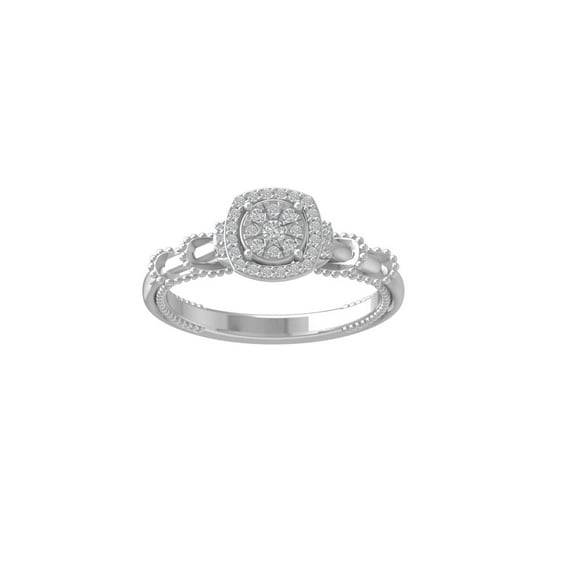 Araiya Fine Jewelry 925 Sterling Silver Round-shape Lab Grown Diamond Cluster Engagement Ring ( 1/5 cttw, D-F Color, VS Clarity) Size 5.5