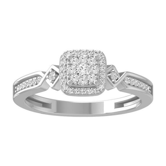 Araiya Fine Jewelry 925 Sterling Silver Round-shape Lab Grown Diamond Cluster Engagement Ring ( 1/5 cttw, D-F Color, VS Clarity) Size 6.5