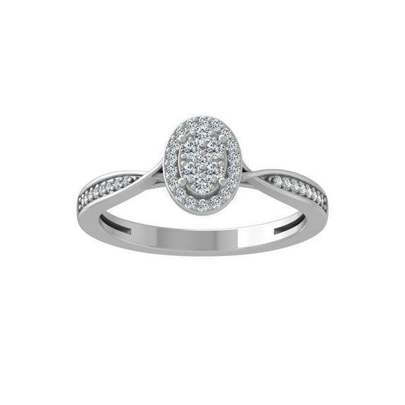 Araiya Fine Jewelry 925 Sterling Silver Round-shape Lab Grown Diamond Cluster Engagement Ring ( 1/5 cttw, D-F Color, VS Clarity) Size 7