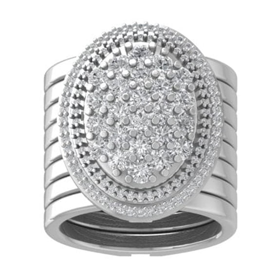 Araiya Fine Jewelry 925 Sterling Silver Round-shape Lab Grown Diamond Cluster Engagement Ring ( 1 6/7 cttw, D-F Color, VS Clarity) Size 9