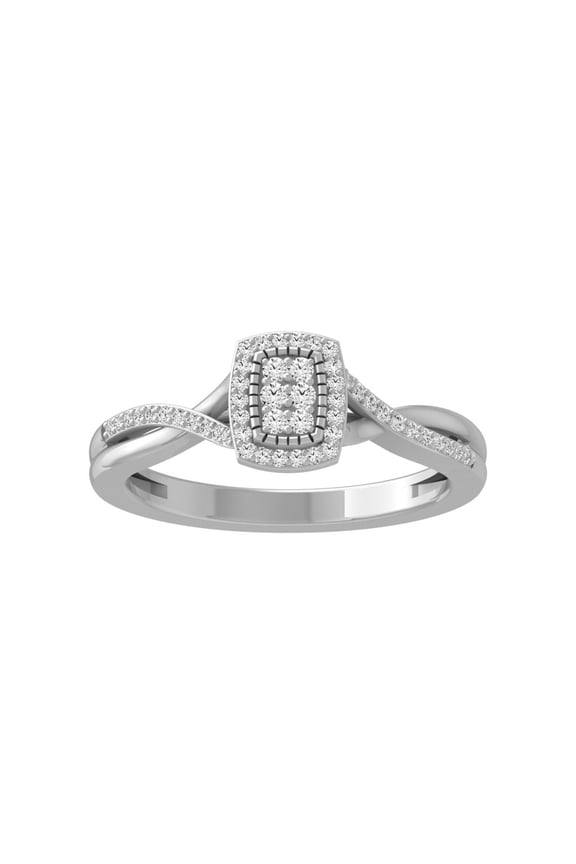 Fine Jewelry 925 Sterling Silver Round-shape Lab Grown Diamond Cluster Engagement Ring ( 1/6 cttw, D-F Color, VS Clarity) Size 5.5