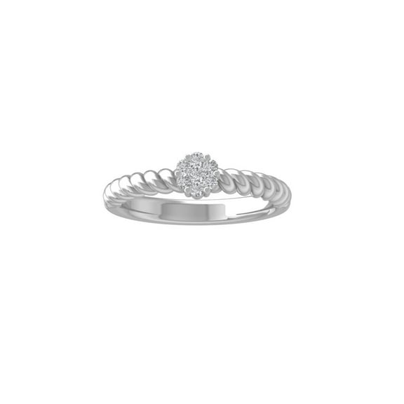 Araiya Fine Jewelry 925 Sterling Silver Round-shape Lab Grown Diamond Cluster Engagement Ring ( 1/6 cttw, D-F Color, VS Clarity) Size 8.5