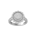 thumbnail image 1 of Araiya Fine Jewelry 925 Sterling Silver Round-shape Lab Grown Diamond Cluster Engagement Ring ( 3/4 cttw, D-F Color, VS Clarity) Size 10, 1 of 4