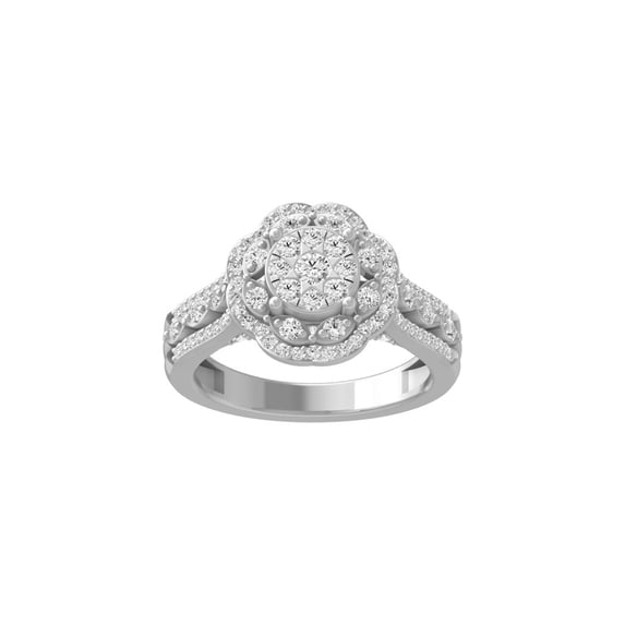Araiya Fine Jewelry 925 Sterling Silver Round-shape Lab Grown Diamond Cluster Engagement Ring ( 3/4 cttw, D-F Color, VS Clarity) Size 7