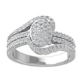 thumbnail image 1 of Araiya Fine Jewelry 925 Sterling Silver Round-shape Lab Grown Diamond Cluster Engagement Ring ( 3/4 cttw, D-F Color, VS Clarity) Size 7, 1 of 4