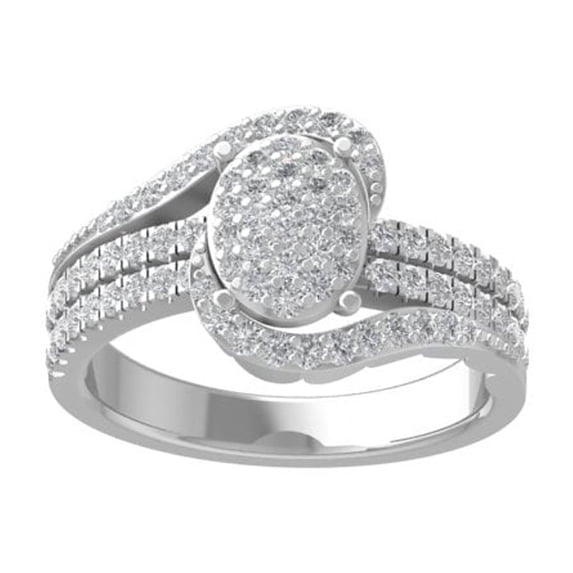 Araiya Fine Jewelry 925 Sterling Silver Round-shape Lab Grown Diamond Cluster Engagement Ring ( 3/4 cttw, D-F Color, VS Clarity) Size 7