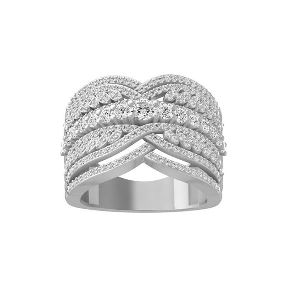 Araiya Fine Jewelry 925 Sterling Silver Round-shape Lab Grown Diamond Fashion Band Ring ( 1 1/4 cttw, D-F Color, VS Clarity) Size 10