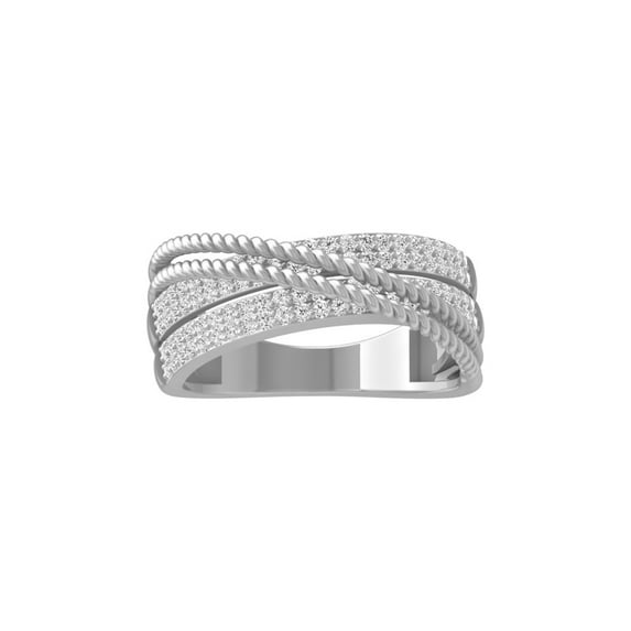 Araiya Fine Jewelry 925 Sterling Silver Round-shape Lab Grown Diamond Fashion Band Ring ( 1/2 cttw, D-F Color, VS Clarity) Size 6