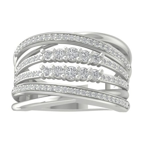 Araiya Fine Jewelry 925 Sterling Silver Round-shape Lab Grown Diamond Fashion Band Ring ( 3/4 cttw, D-F Color, VS Clarity) Size 5