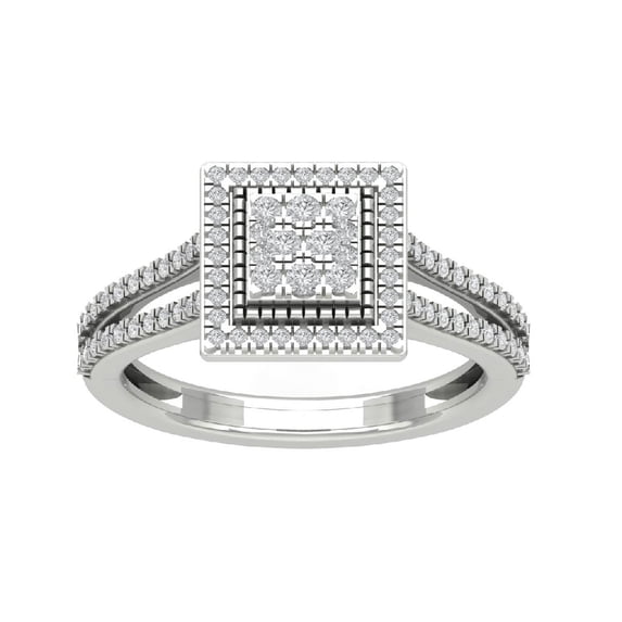 Araiya Fine Jewelry 925 Sterling Silver Round-shape Lab Grown Diamond Halo Cluster Engagement Ring ( 1/2 cttw, D-F Color, VS Clarity) Size 9