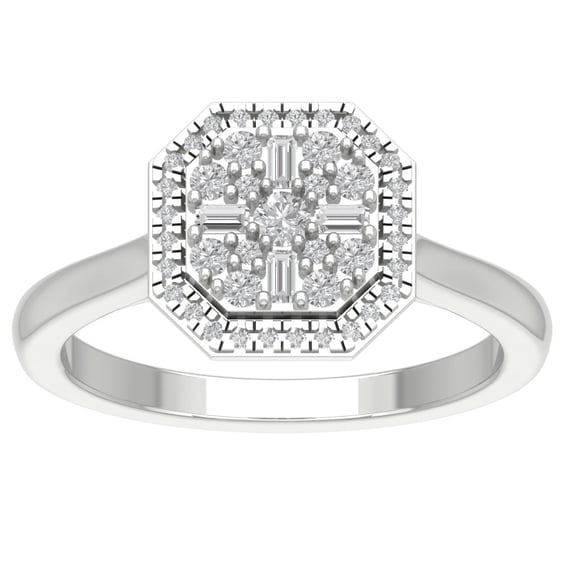 Araiya Fine Jewelry 925 Sterling Silver Round-shape Lab Grown Diamond Halo Cluster Engagement Ring ( 2/5 cttw, D-F Color, VS Clarity) Size 6