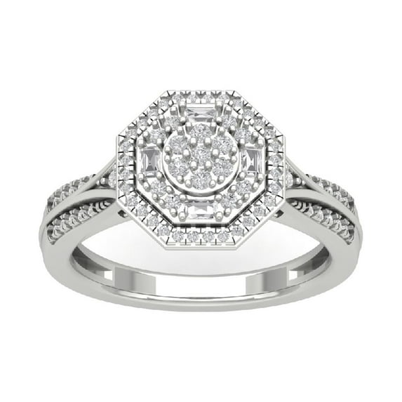 Araiya Fine Jewelry 925 Sterling Silver Round-shape Lab Grown Diamond Halo Cluster Engagement Ring ( 2/5 cttw, D-F Color, VS Clarity) Size 6