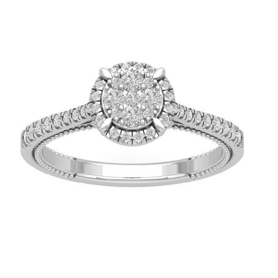 Araiya Fine Jewelry 925 Sterling Silver Round-shape Lab Grown Diamond Halo Cluster Engagement Ring ( 2/5 cttw, D-F Color, VS Clarity) Size 7