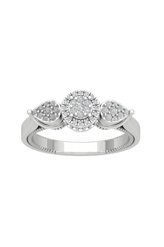 Fine Jewelry 925 Sterling Silver Round-shape Lab Grown Diamond Halo Engagement Ring ( 1/3 cttw, D-F Color, VS Clarity) Size 7