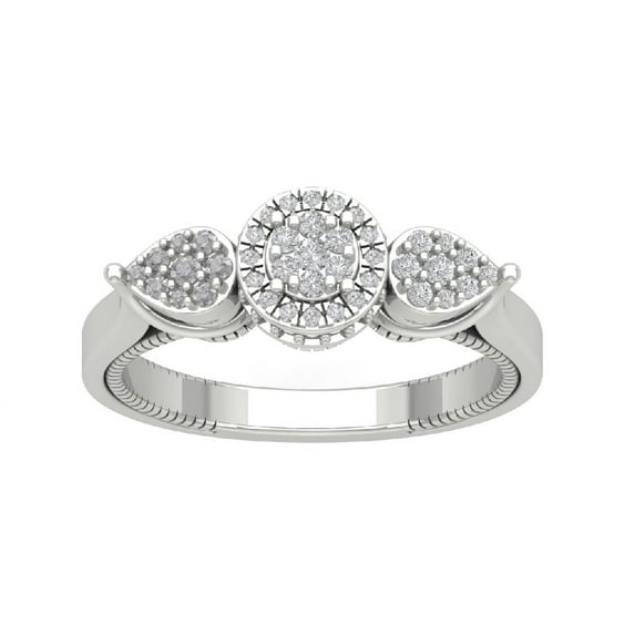 Araiya Fine Jewelry 925 Sterling Silver Round-shape Lab Grown Diamond Halo Engagement Ring ( 1/3 cttw, D-F Color, VS Clarity) Size 8