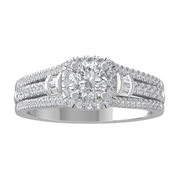 Araiya Fine Jewelry 925 Sterling Silver Round-shape Lab Grown Diamond Halo Engagement Ring ( 1 cttw, D-F Color, VS Clarity) Size 6