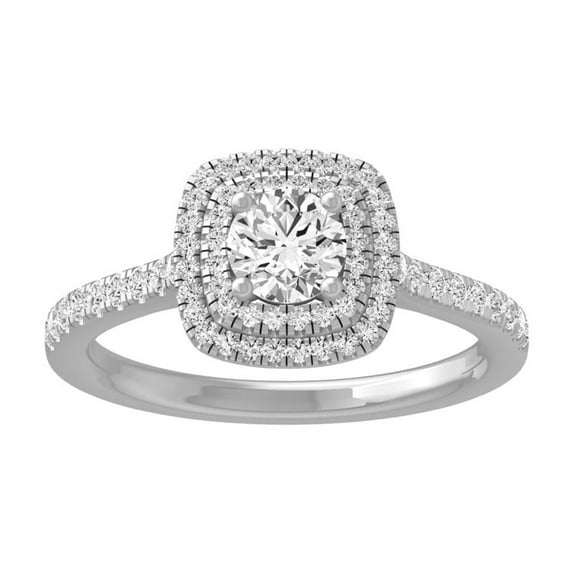 Araiya Fine Jewelry 925 Sterling Silver Round-shape Lab Grown Diamond Halo Engagement Ring ( 7/8 cttw, D-F Color, VS Clarity) Size 6