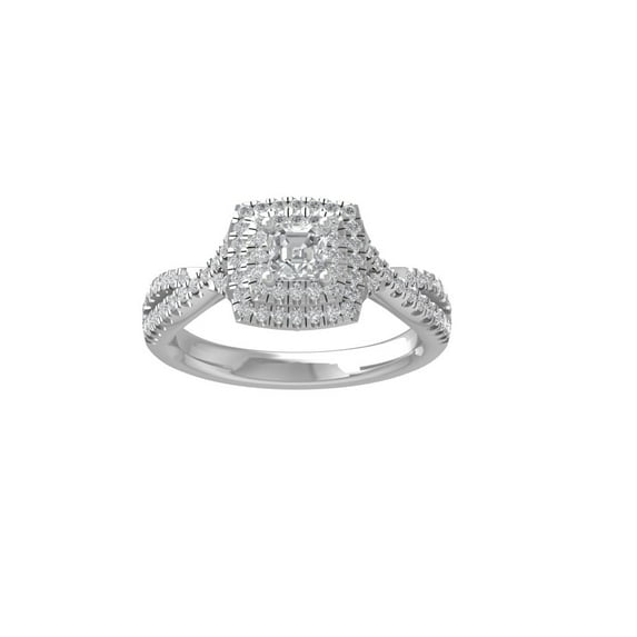 Araiya Fine Jewelry 925 Sterling Silver Round-shape Lab Grown Diamond Halo Engagement Ring ( 8/9 cttw, D-F Color, VS Clarity) Size 7.5