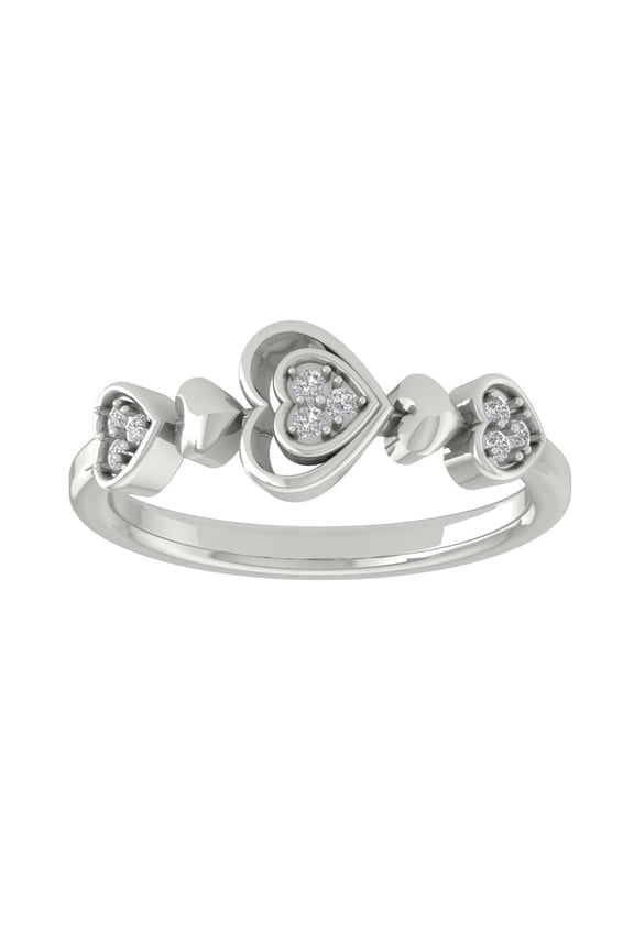 Fine Jewelry 925 Sterling Silver Round-shape Lab Grown Diamond Heart Engagement Ring ( 1/10 cttw, D-F Color, VS Clarity) Size 5