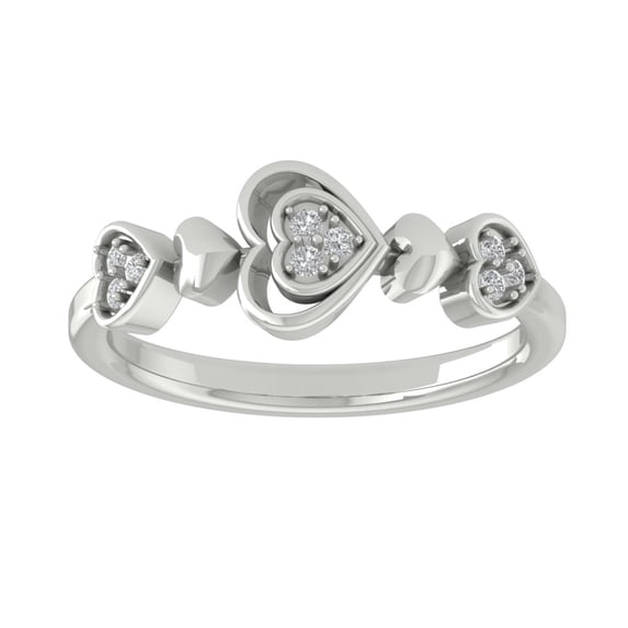 Araiya Fine Jewelry 925 Sterling Silver Round-shape Lab Grown Diamond Heart Engagement Ring ( 1/10 cttw, D-F Color, VS Clarity) Size 6.5