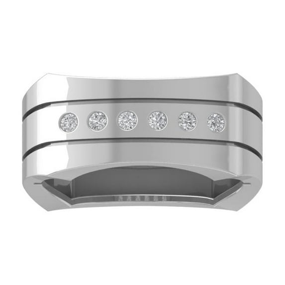 Araiya Fine Jewelry 925 Sterling Silver Round-shape Lab Grown Diamond Mens Wedding Band Ring ( 1/5 cttw, D-F Color, VS Clarity) Size 10