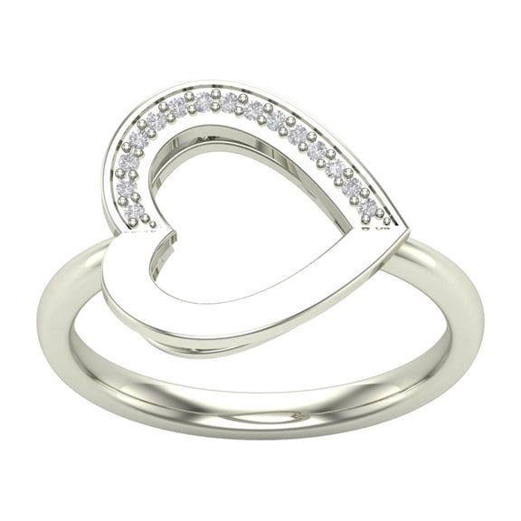 Araiya Fine Jewelry 925 Sterling Silver Round-shape Lab Grown Diamond Open Heart Band Ring ( 1/10 cttw, D-F Color, VS Clarity) Size 8