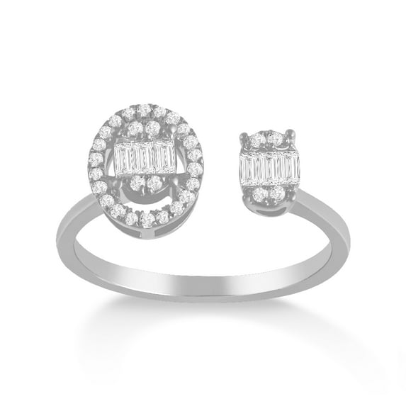 Araiya Fine Jewelry 925 Sterling Silver Round-shape Lab Grown Diamond Side Stone Oval Ring ( 1/4 cttw, D-F Color, VS Clarity) Size 10