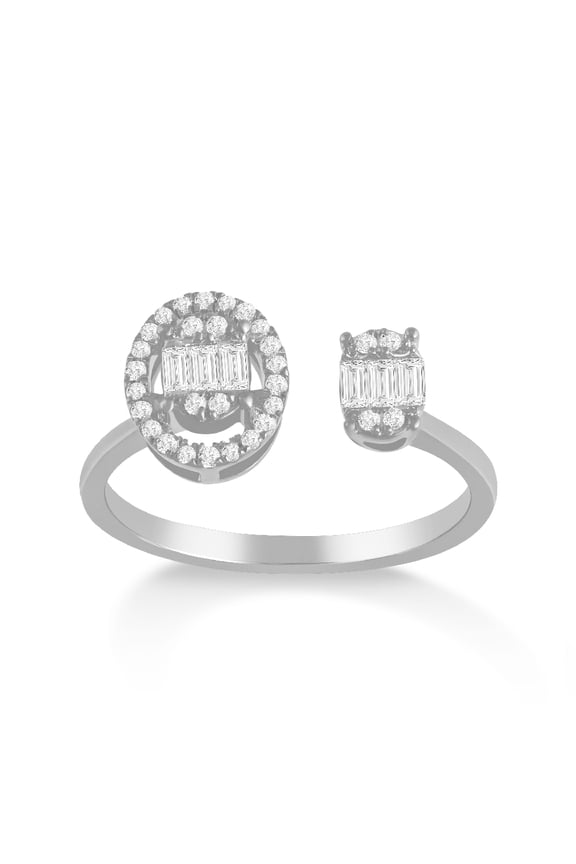 Fine Jewelry 925 Sterling Silver Round-shape Lab Grown Diamond Side Stone Oval Ring ( 1/4 cttw, D-F Color, VS Clarity) Size 8.5