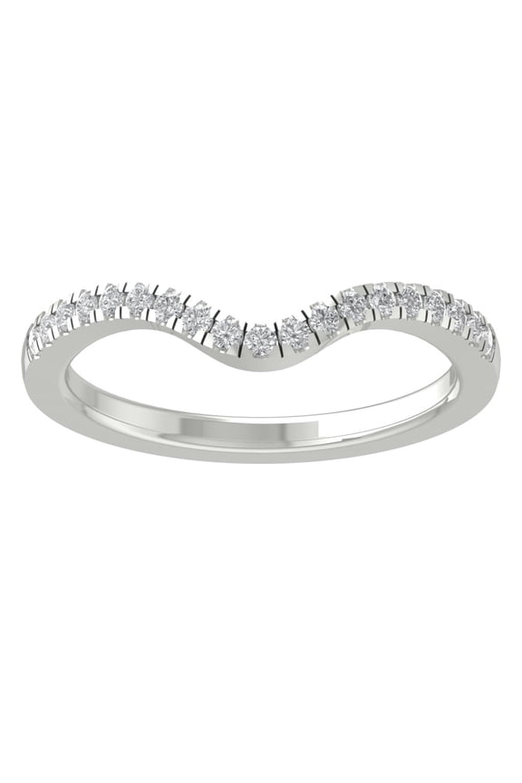 Fine Jewelry 925 Sterling Silver Round-shape Lab Grown Diamond Wedding Band Ring ( 1/4 cttw, D-F Color, VS Clarity) Size 5