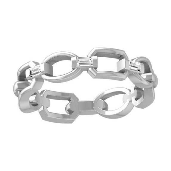 Araiya Fine Jewelry 10K White Gold Baguette-shape Lab Grown Diamond Anniversary Ring ( 1/20 cttw, D-F Color, VS Clarity) Size 9.5