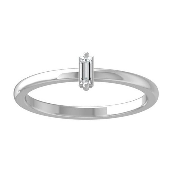 Araiya Fine Jewelry 10K White Gold Baguette-shape Lab Grown Diamond Solitaire Engagement Ring ( 1/10 cttw, D-F Color, VS Clarity) Size 6