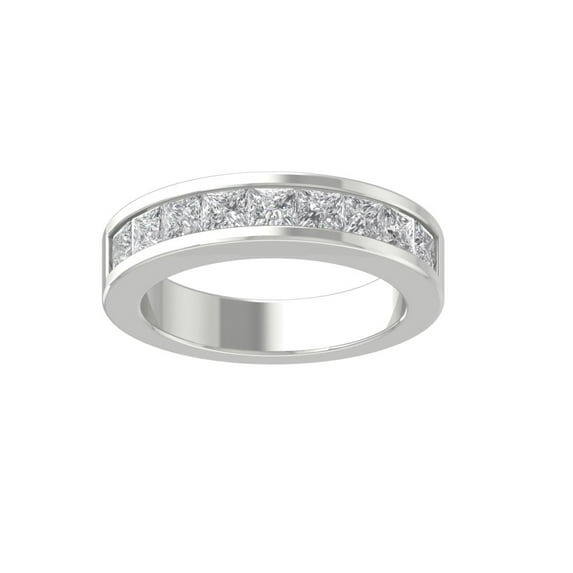 Araiya Fine Jewelry 10K White Gold Princess-shape Lab Grown Diamond Wedding Band Ring ( 1 1/2 cttw, D-F Color, VS Clarity) Size 8