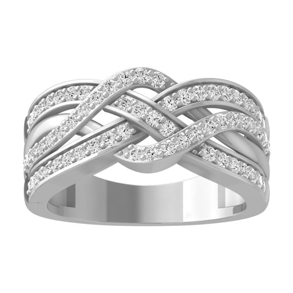 Araiya Fine Jewelry 10K White Gold Round-shape Lab Grown Diamond Cluster Engagement Ring ( 1/2 cttw, D-F Color, VS Clarity) Size 8
