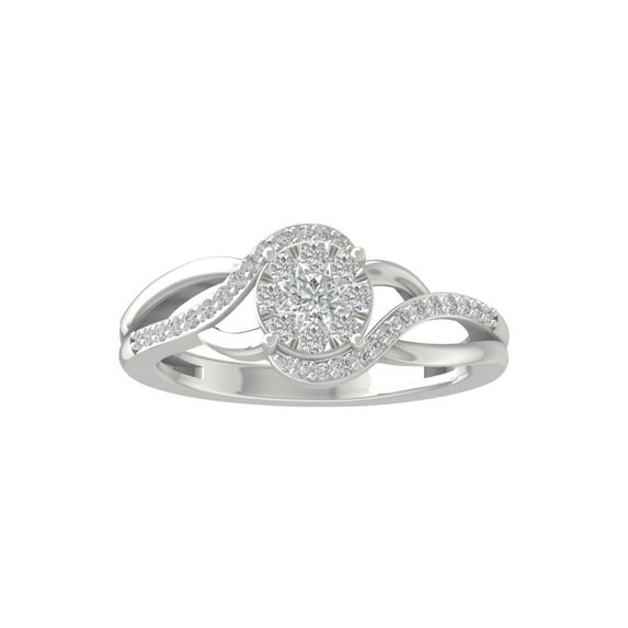 Araiya Fine Jewelry Gift For Mothers Day 10K White Gold Round-shape Lab Grown Diamond Cluster Engagement Ring ( 1/3 cttw, D-F Color, VS Clarity) Size 7.5