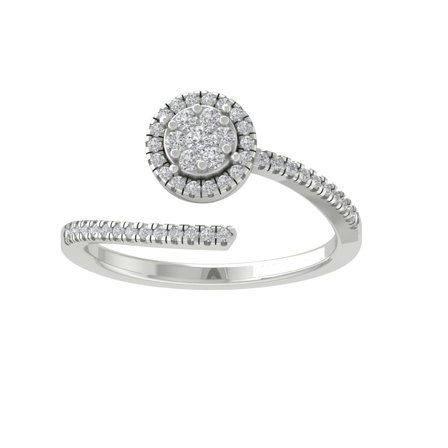 Araiya Fine Jewelry 10K White Gold Round-shape Lab Grown Diamond Cluster Engagement Ring ( 1/4 cttw, D-F Color, VS Clarity) Size 10