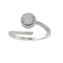 Araiya Fine Jewelry 10K White Gold Round-shape Lab Grown Diamond Cluster Engagement Ring ( 1/4 cttw, D-F Color, VS Clarity) Size 10