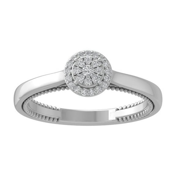 Araiya Fine Jewelry 10K White Gold Round-shape Lab Grown Diamond Cluster Engagement Ring ( 1/5 cttw, D-F Color, VS Clarity) Size 6.5