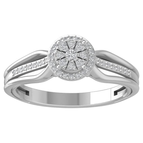 Araiya Fine Jewelry 10K White Gold Round-shape Lab Grown Diamond Cluster Engagement Ring ( 1/5 cttw, D-F Color, VS Clarity) Size 9