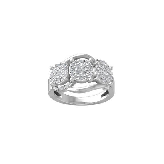 Araiya Fine Jewelry 10K White Gold Round-shape Lab Grown Diamond Cluster Engagement Ring ( 3/4 cttw, D-F Color, VS Clarity) Size 9.5