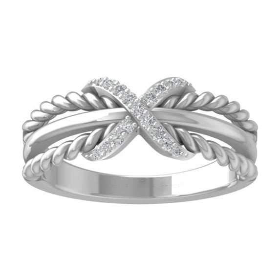 Araiya Fine Jewelry 10K White Gold Round-shape Lab Grown Diamond Fashion Band Ring ( 1/10 cttw, D-F Color, VS Clarity) Size 5