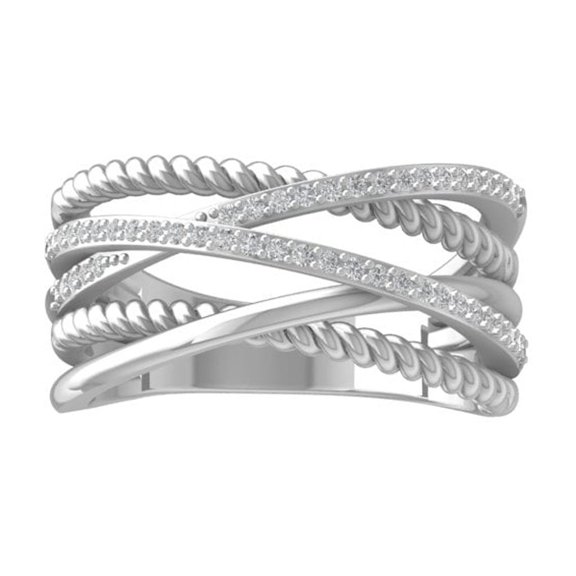 Araiya Fine Jewelry 10K White Gold Round-shape Lab Grown Diamond Fashion Band Ring ( 1/4 cttw, D-F Color, VS Clarity) Size 6