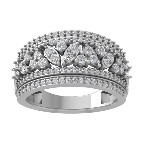 Araiya Fine Jewelry 10K White Gold Round-shape Lab Grown Diamond Fashion Band Ring ( 1 cttw, D-F Color, VS Clarity) Size 5